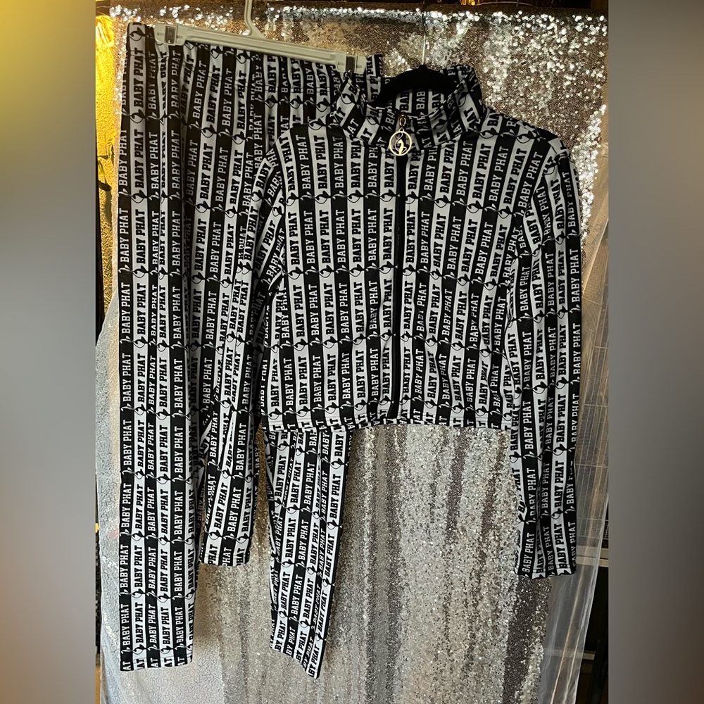 Baby Phat Black and White Graphic Top and Pants